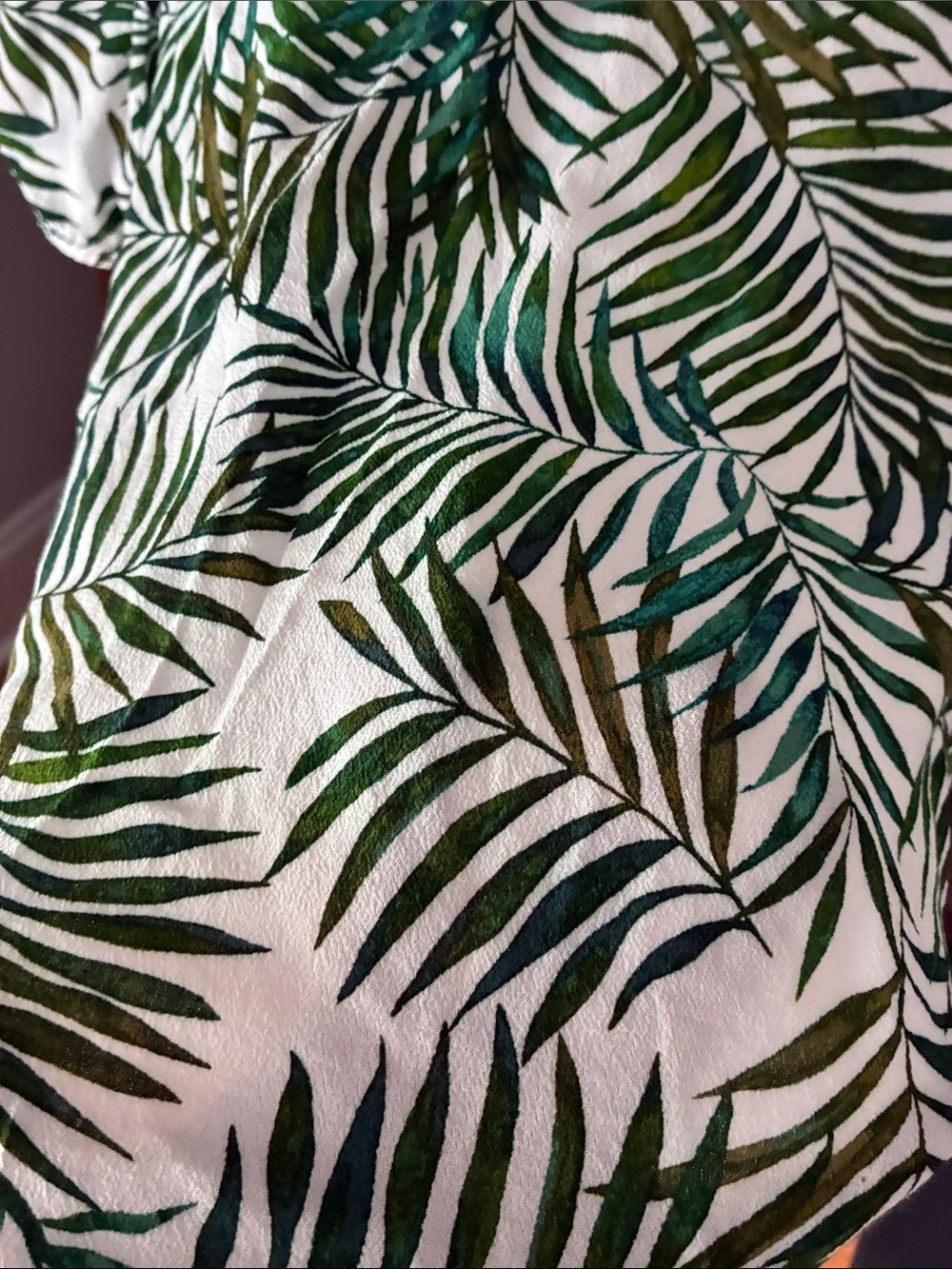 Ann Taylor Loft Green Palm Print Women's Top - Picture 5 of 9